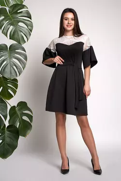 Платье Афина Лайт 0310_2 Чёрное с белым