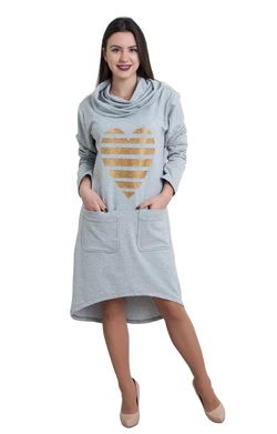 Платье Сердце 0176_1 Светло-серое Платье Сердце 0176_1 Светло-серое